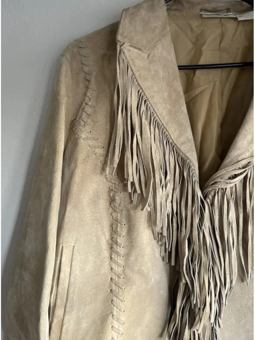 Newport News Jeanology collection 100% leather Western jacket with fringe sz 18 - Picture 5 of 14